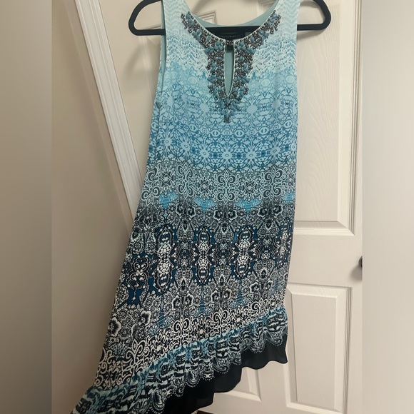 White House Black Market Blue Embellished Neck Ombre Dress - Picture 5 of 7